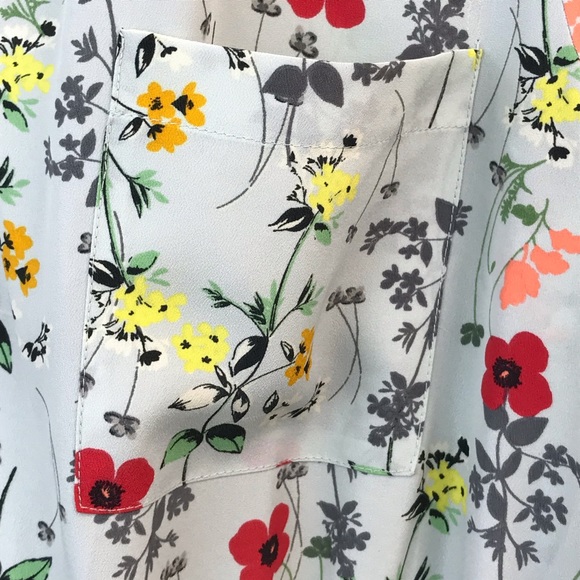 Joe Fresh Green & Red Bright Floral Dress with Roll-Up Sleeves for Spring, SZ L - Picture 6 of 16